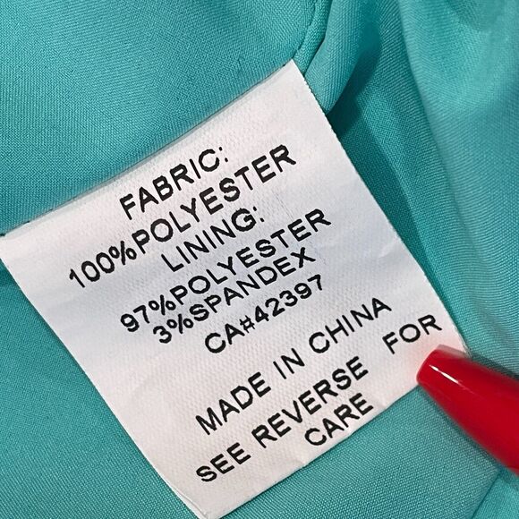 ~ Pink Martini Med Blue Green Tropical A-Line Sleeveless Lined Dress* - Pockets! - Picture 15 of 16